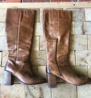 Leather knee high boots Brown Size 9.5 thumbnail 1