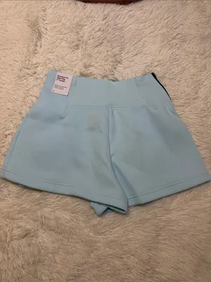 Nike High-Waisted Pleated Shorts in Light Blue thumbnail 5