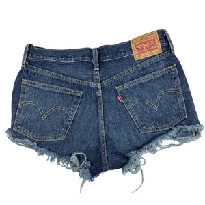 Levi’s 501 Blue Denim Distressed Cut-Off Raw Hem Button Fly Jean Shorts Size 27 thumbnail 2