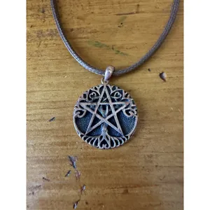 Pentacle Pendant Necklace Pagan Wiccan Celtic Symbol Brown Cord Necklace thumbnail 5
