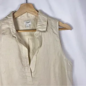 J. Crew Beige Linen Cotton Sleeveless Popover Top‎ S thumbnail 3