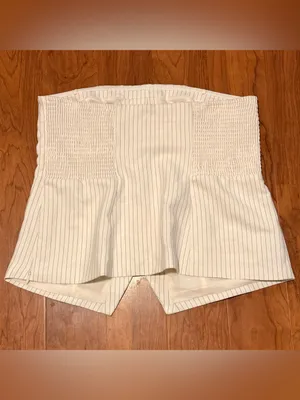 Abercrombie &‎ Fitch The A&F Mara Tailored Button Through Tube Top White Navy XL thumbnail 3
