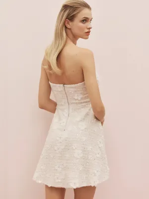 Free People Anthropologie Sundream Strapless Tweed Floral Mini Dress thumbnail 5