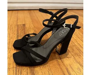 Franco Sarto Womens Damalis Faux Leather Open Toe Heels black size 8.5 thumbnail 4