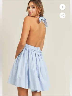 Mable Light Blue Halter Fit & Flare Dress thumbnail 2