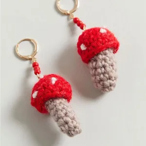 Urban Outfitters Crochet Mushroom 🍄 Dangle Earrings thumbnail 1