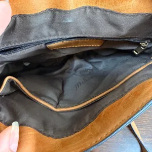 Mellow World Brown Vegan Leather Whipstitch Tassel Crossbody Saddle Bag thumbnail 10
