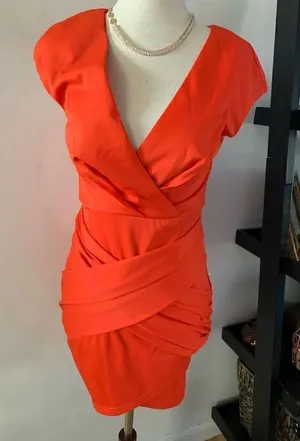 Bloosom Red dress across over size 8 fits like small party dress clubbing thumbnail 1