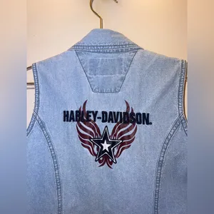Harley-Davidson Denim Vest | Y2K Vintage |‎ Size M thumbnail 3