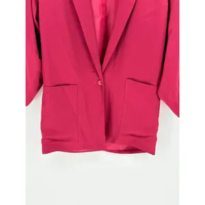 Ann‎ Taylor Blazer Women 10 Magenta Pink Vintage Single Button Lined 80s 90s thumbnail 3