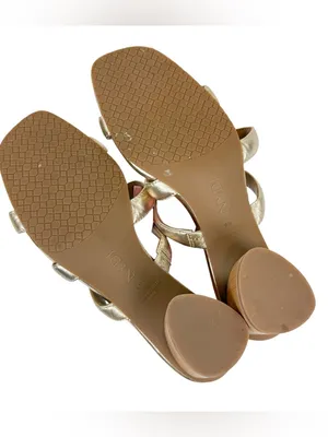 NYDJ Giacomo‎ Strappy Square Toe Heeled Sandals Gold Metallic Size 9 thumbnail 9