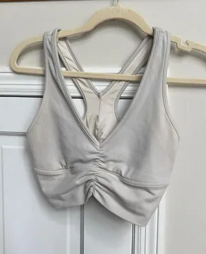 Alo Yoga Wild Thing Bra plunging V-neckline white small thumbnail 1