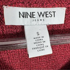Nine West Metallic‎ Shimmer Knit Balloon Sleeve Sweater Dress Burgundy Red Small thumbnail 9
