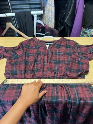 NWT Lane Bryant Plaid Drawstring Waist Dress Burgundy Black Size 18 thumbnail 15
