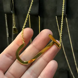 J Necklace Gold thumbnail 1