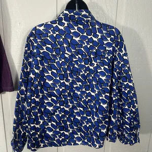Sandro Blue and White Print Women’s Big Button  Blazer Size 1X EUC thumbnail 7