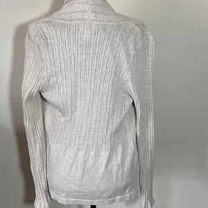 St Johns Bay Women’s Open Cardigan Sweater Size M Color Cream Long Sleeve Knit thumbnail 3