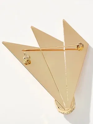Angular Crystal Brooch By Anthropologie 14k Gold-Plated Pin thumbnail 2