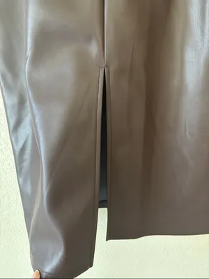 Commense Sleeveless Brown Faux Leather Midi Dress- NWT thumbnail 5