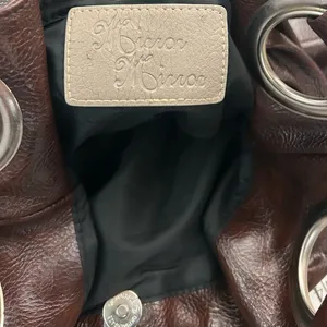 Bag Dark Brown Leather Shoulder Bag with Silver Grommet Detail by Mirror Mirror thumbnail 6