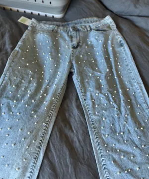 Light Blue Pearl-Embellished Women’s Jeans thumbnail 1