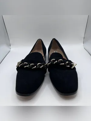Karl Lagerfeld Paris Lynette Women's Black Suede Chain Loafer Flats Shoes 8.5M thumbnail 2
