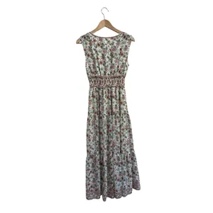 Max Studio Floral V-Neck Tiered Maxi Dress Smocked Back Sleeveless Size XS thumbnail 3