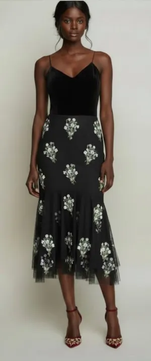 Adrianna Papell Beaded Cocktail Party Midi Dress thumbnail 1