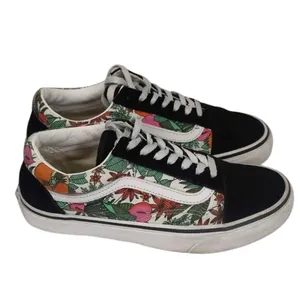 Vans floral Black White Skate Shoes Size US 7 thumbnail 3