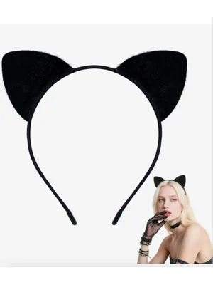 NEW Black Cat Ears Headband Furry Halloween Adult thumbnail 2