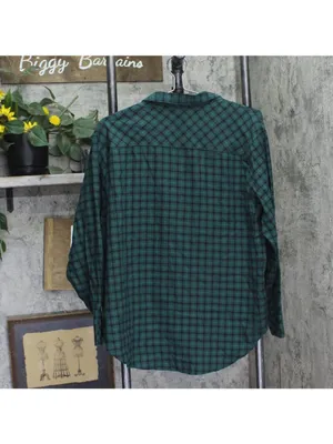 Auden Womens Flannel Long Sleeve Button Down Pajama Shirt 94650411 Green Multi S thumbnail 2