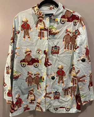 Nick & Nora Sock Monkey Pajama Top thumbnail 1