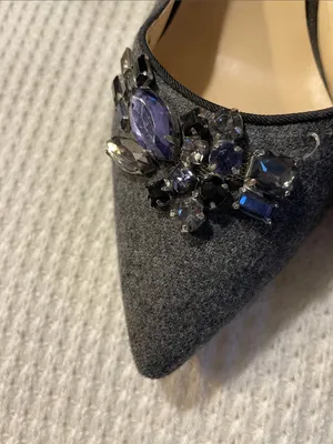 Nine West Gray Pointed-Toe Pumps with Crystal Accent thumbnail 3
