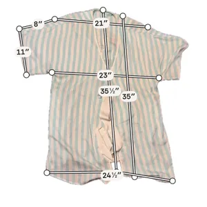 Betsey Johnson Medium Wifey Embroidered Striped‎ Robe Mint Green White Floral thumbnail 10