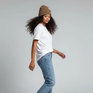 NWT Free People Stripe It Up Cool Down Beanie in Varsity Orange thumbnail 4