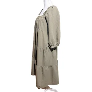 Grade & Gather Tiered Midi Dress Size‎ S Taupe Excellent Puff Sleeve thumbnail 2