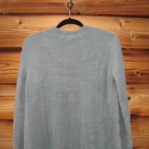 Blue Size S M L Open Front Soft Fuzzy Cardigan Sweater Long Fall Winter Spring thumbnail 7