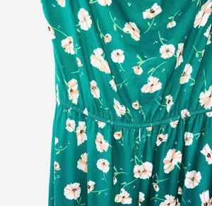 Francesca’s Miami Floral Strapless Jumpsuit Green White Cropped Wide Leg thumbnail 3