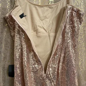 Lulus glam ma’am gold sequin bodycon ruffle mini dress, size L, NWT thumbnail 8