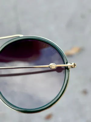 Gucci GG0061S brow bar round sunglasses 56mm gold frames green gradient lenses thumbnail 11
