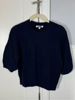 Madewell Cloudsoft Charm Stitch Hazel Sweater Tee Small Navy Blue Preppy juniper thumbnail 2