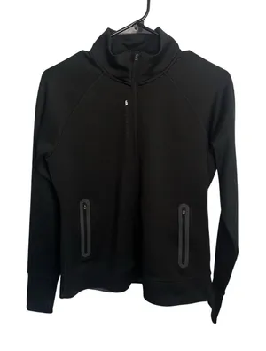 Second Skin Wm Med Black Full Zip Thumb Holes‎ Outdoor Hiking Athletic Campcore thumbnail 1