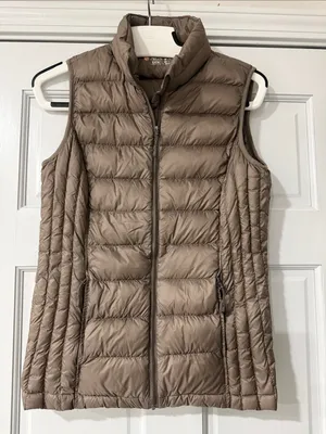 Heatkeep Women's Light Brown Taupe Insulated Puffer Vest Zip Front Small thumbnail 1