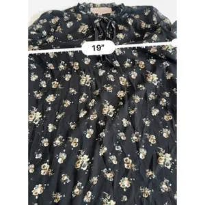 Philosophy Black Floral Chiffon Shift Dress Sz Small Tie Keyhole Flutter Sleeve thumbnail 11