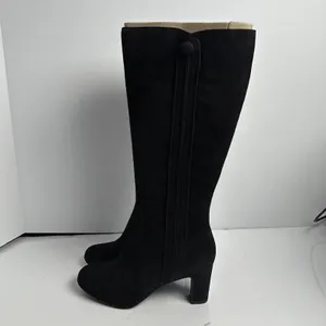 Clarks Tamryn Leaf Black Suede Knee High Block Heel Boots 9M thumbnail 14