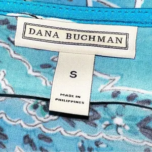 Dana Buchman pretty turquoise blue paisley stretchy top with bell sleeves thumbnail 7
