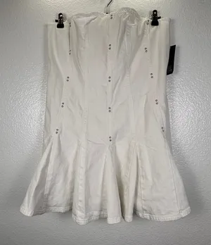 Wild Fable White Studded Strapless Denim Mini Dress Corset Style 25WFDR011 Large thumbnail 1