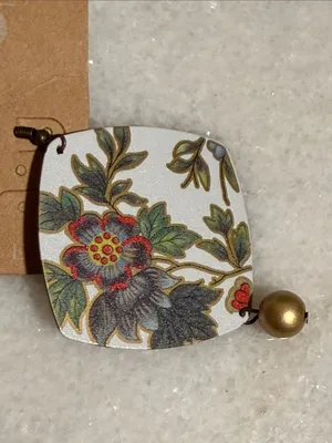 Plunder Mally Floral Statement Dangle Earrings in White, Green, Red & Gold New thumbnail 3