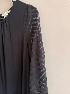Boden Black Sheer Polka Dot Sleeve Blouse Women’s US 6 thumbnail 4