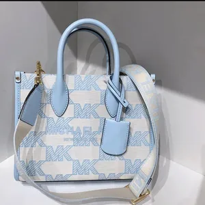 Michael Kors Vista Blue Mirella Tote Purse Small Shopper Top Zip Crossbody thumbnail 1